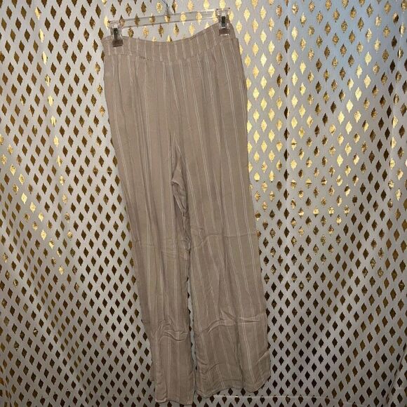 Boho chic beach pants nude flowy coverup linen style pool wide leg size L - Picture 4 of 5